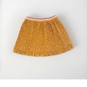 Pleated Tan Skirt with Floral Accents